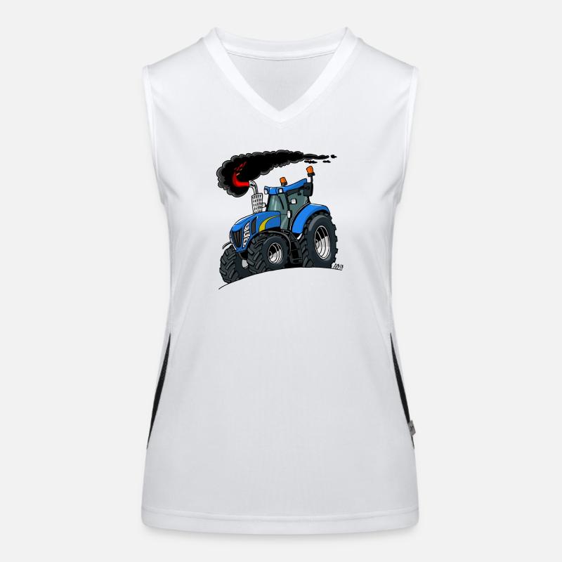 Blauer Traktor Funktionelles Kontrast-Tank Top für Frauen