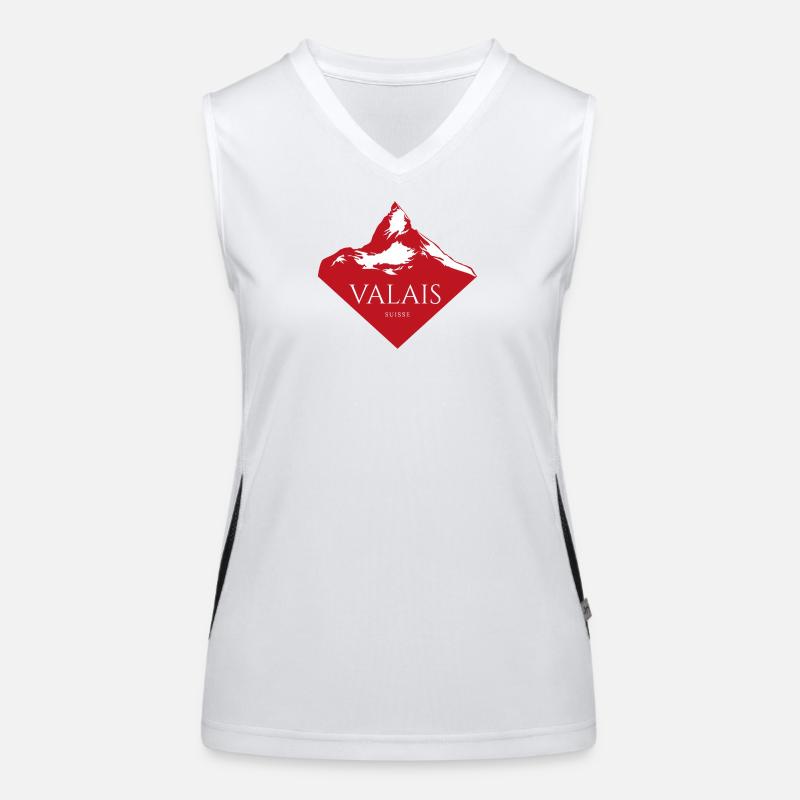 Valais Bergspitze Rot Logo Funktionelles Kontrast-Tank Top für Frauen