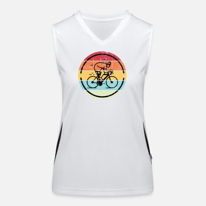 Retro-Radfahrer in Sunset Circles Funktionelles Kontrast-Tank Top für Frauen