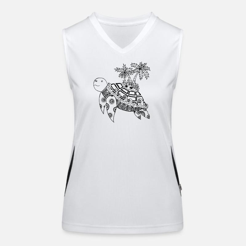 Turtle with island on its back - Women's Functional Contrast Tank Top - white/black