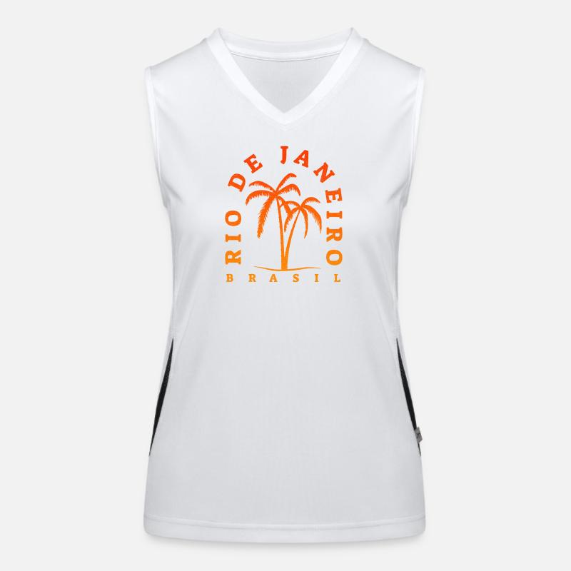 Rio de Janeiro Palm Tree Retro Funktionelles Kontrast-Tank Top für Frauen