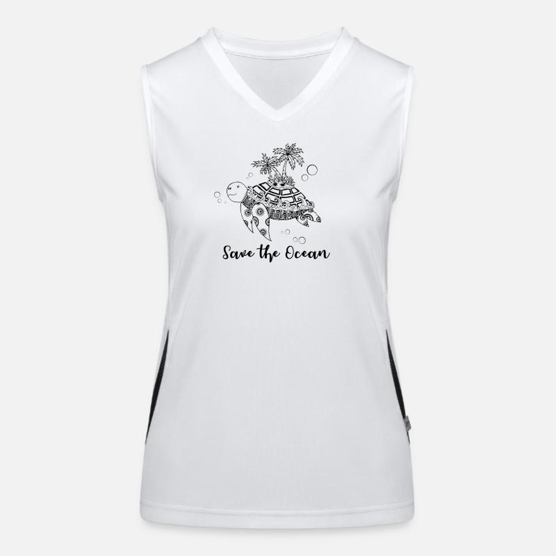 Save the Ocean - Turtle with island Women's Functional Contrast Tank Top