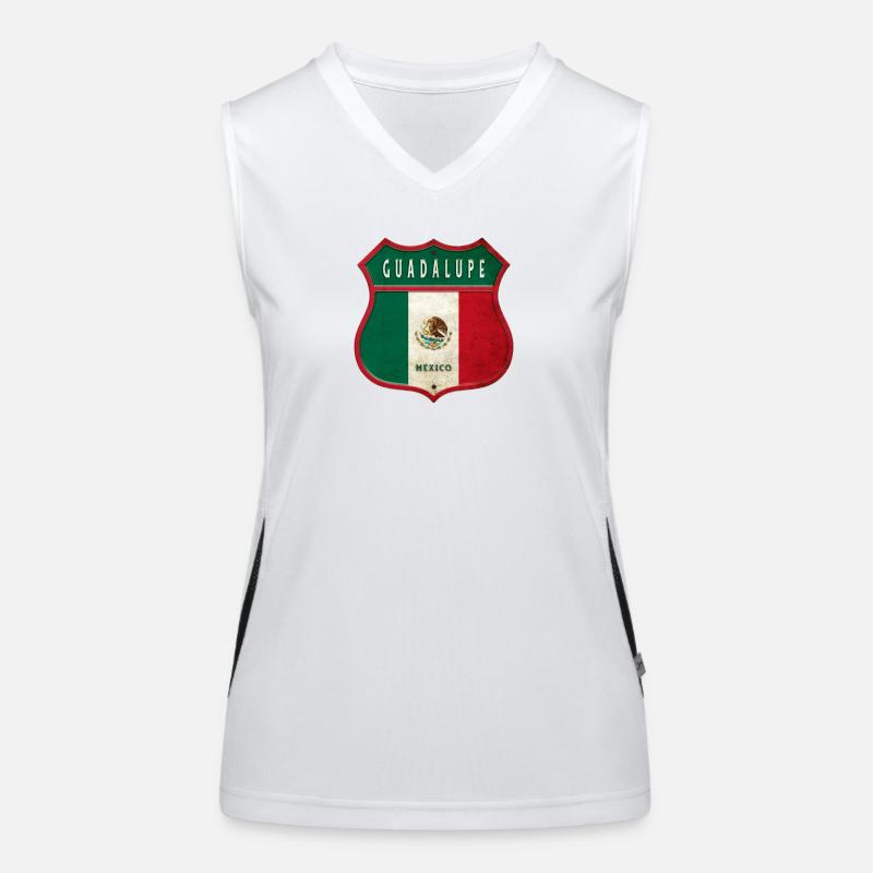 Guadalupe Mexico crest design Women's Functional Contrast Tank Top