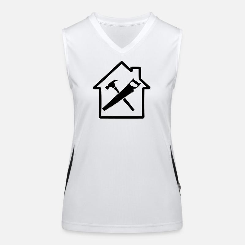 Carpenter tool logo house building Women's Functional Contrast Tank Top