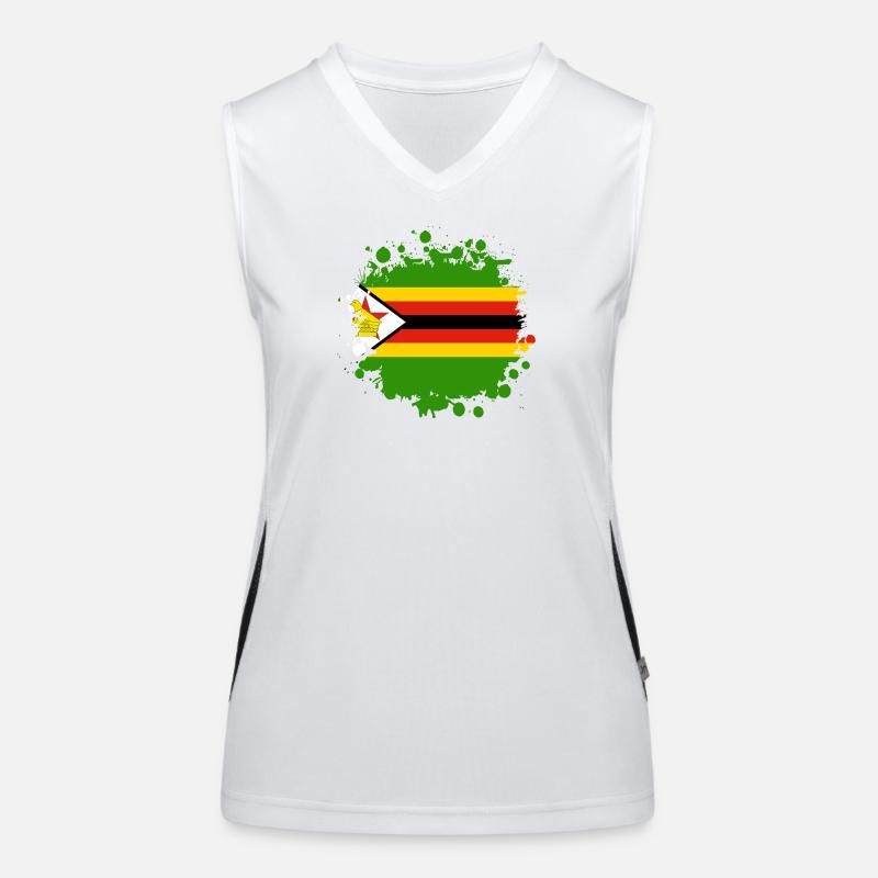 Simbabwe Flaggen Klecks Funktionelles Kontrast-Tank Top für Frauen