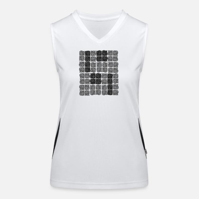 Abstract Cell Pattern in Black and White Women's Functional Contrast Tank Top