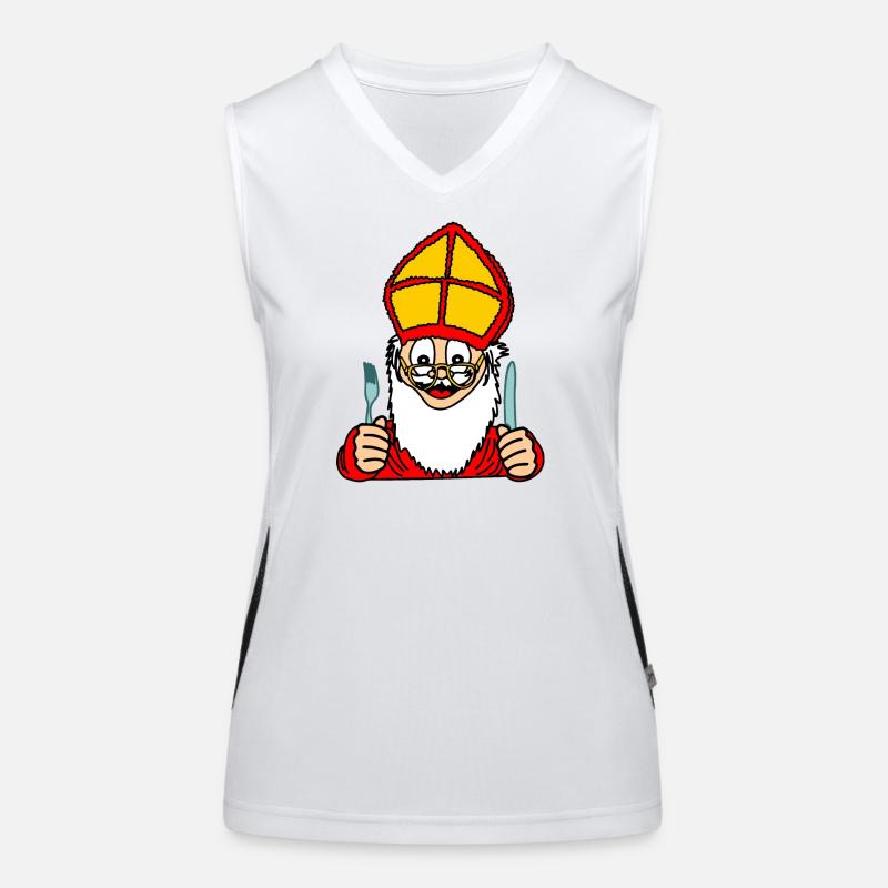 Sinterklaas with knife and fork Women's Functional Contrast Tank Top