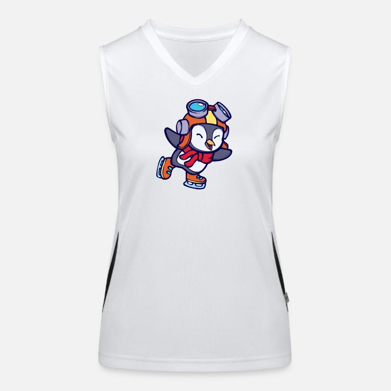 Cool Süß Pinguin Tier Vogel Eislaufen Kalt Funktionelles Kontrast-Tank Top für Frauen