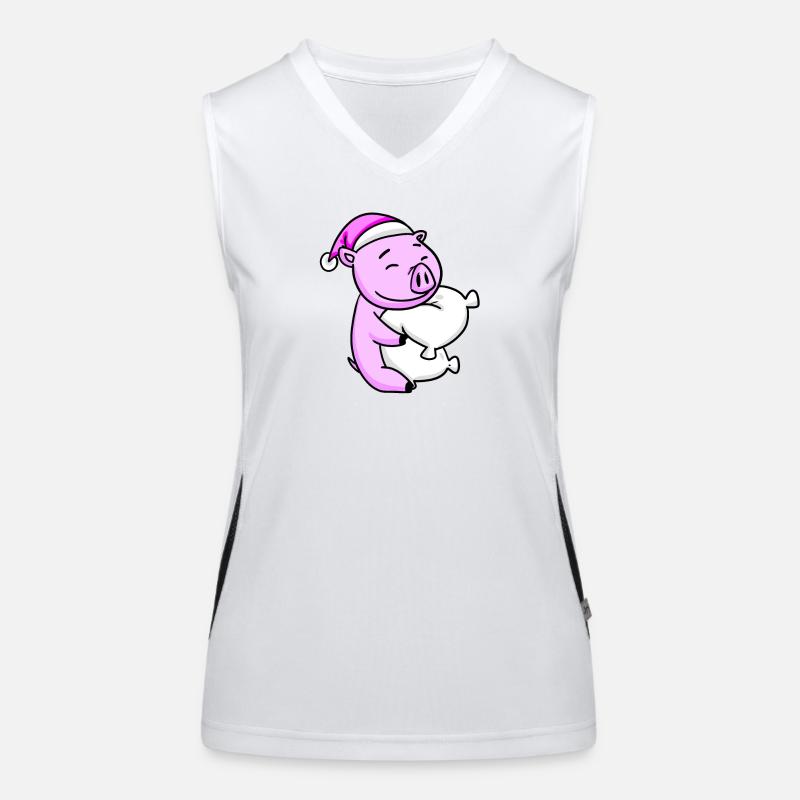 Cochon avec oreiller et bonnet de couchage Débardeur respirant contrasté Femme