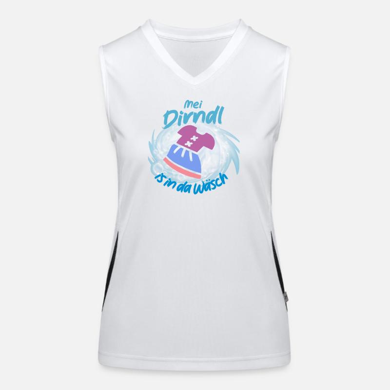 Verspieltes Dirndl Design mit Waschmaschine Funktionelles Kontrast-Tank Top für Frauen