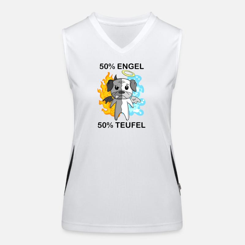 Hund Mops - Engel und Teufel Funktionelles Kontrast-Tank Top für Frauen