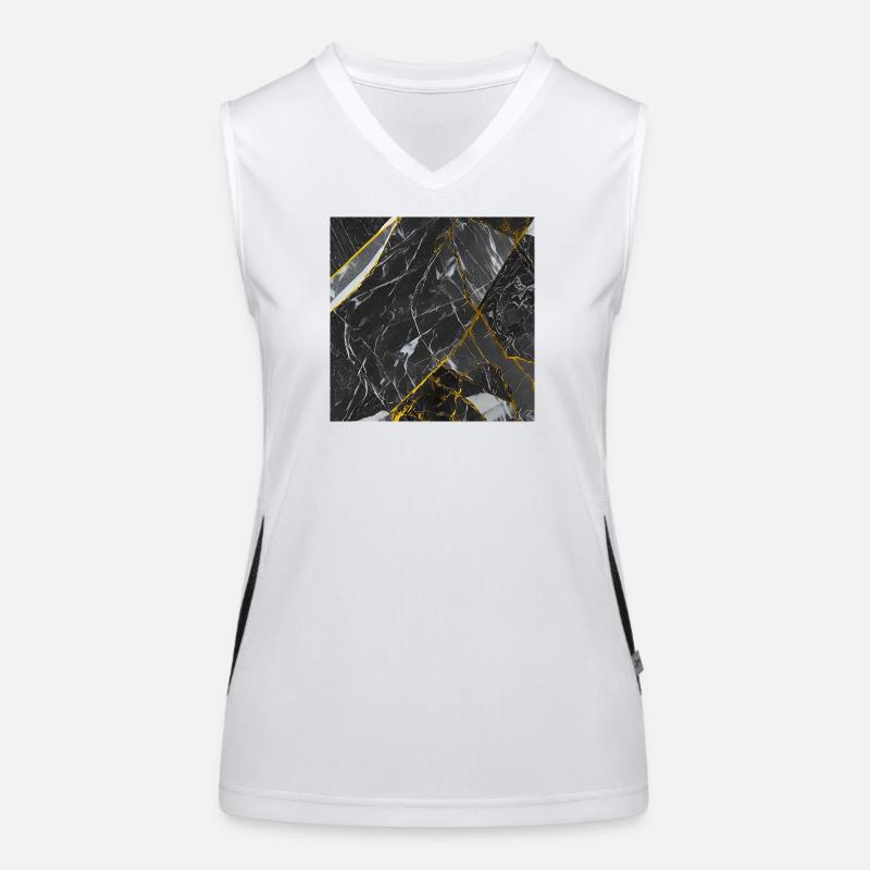 Marmor Schwarz Gold Textur Funktionelles Kontrast-Tank Top für Frauen