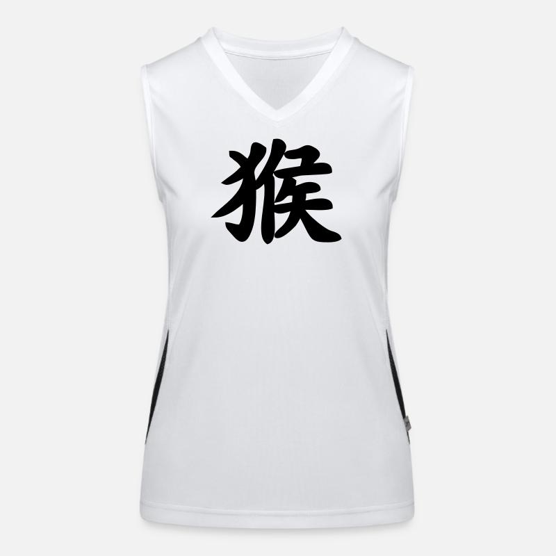 Affenschattenbild mit chinesischer Schrift Funktionelles Kontrast-Tank Top für Frauen