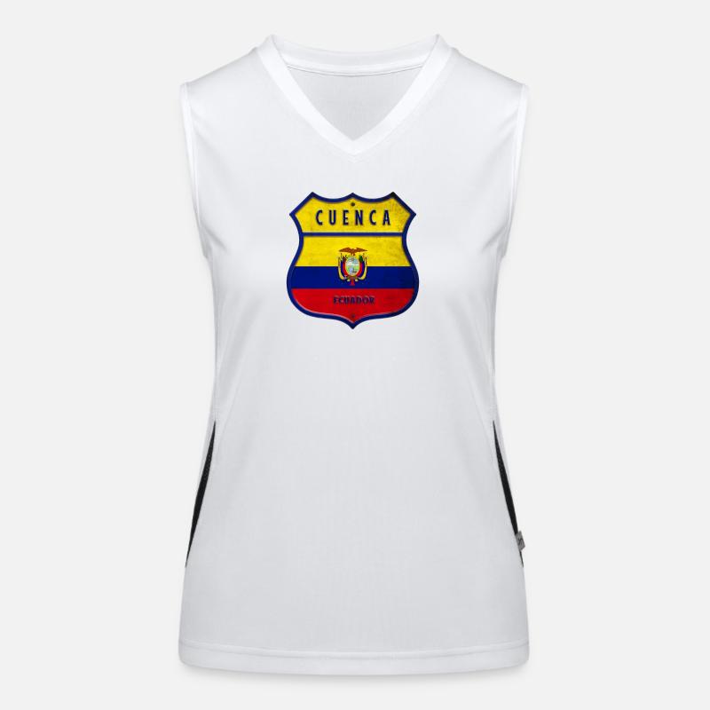 Cuenca Ecuador Wappen Flaggen Design Funktionelles Kontrast-Tank Top für Frauen