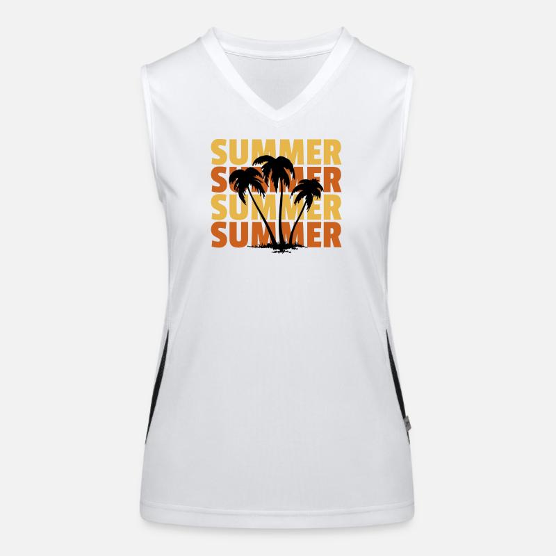 Tropical Summer Palm Tree Pattern - Women's Functional Contrast Tank Top - white/black