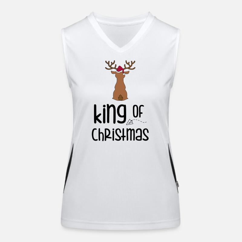 Deer with Santa hat Women's Functional Contrast Tank Top