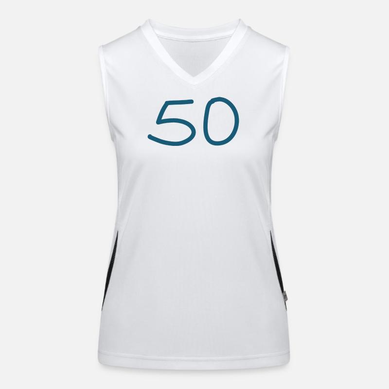 50.Geburtstag fünfzig blaue Zahl Funktionelles Kontrast-Tank Top für Frauen
