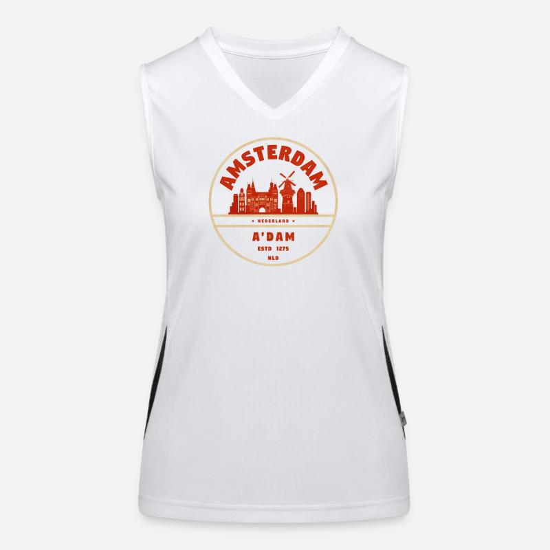 Amsterdam Skyline Vintage Abzeichen Funktionelles Kontrast-Tank Top für Frauen
