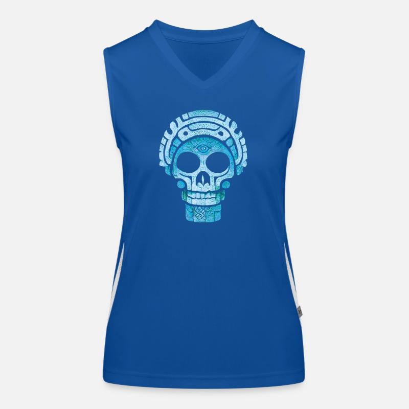 Blauer Maya-Schädel Funktionelles Kontrast-Tank Top für Frauen