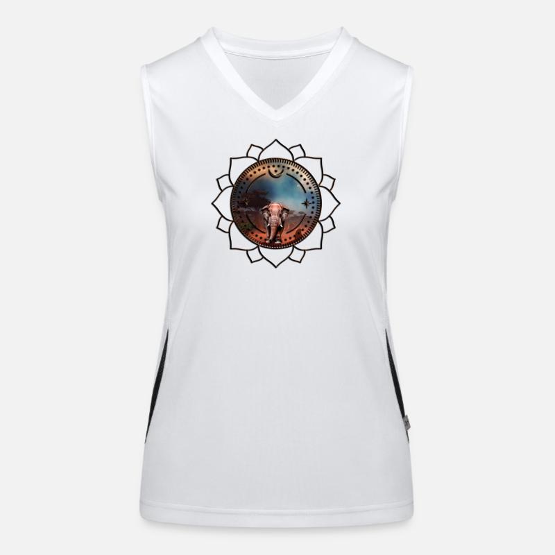 Wonderful elephant on the moonlit night. Women's Functional Contrast Tank Top