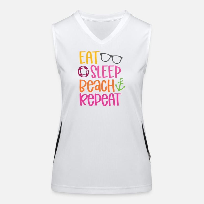 Eat Sleep Beach Repeat Funktionelles Kontrast-Tank Top für Frauen