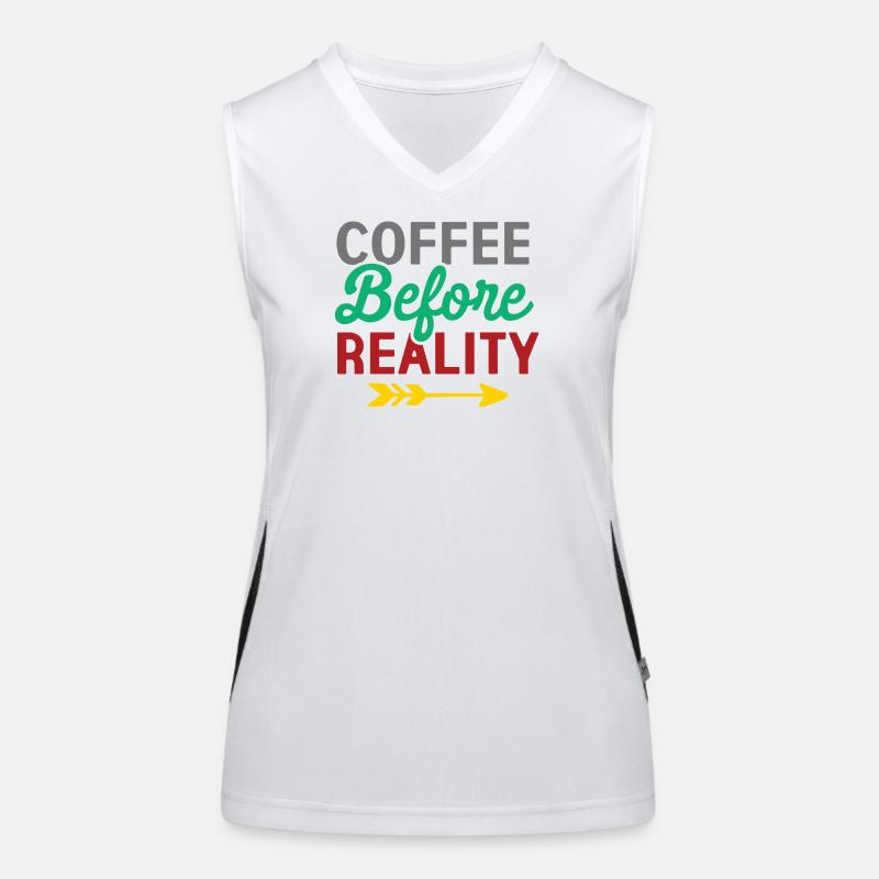 Kaffee vor der Realität Funktionelles Kontrast-Tank Top für Frauen