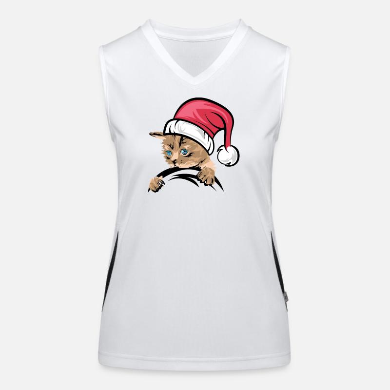 Icône de chat de Noël Icône de chat Bandes dessinées de Noël Débardeur respirant contrasté Femme