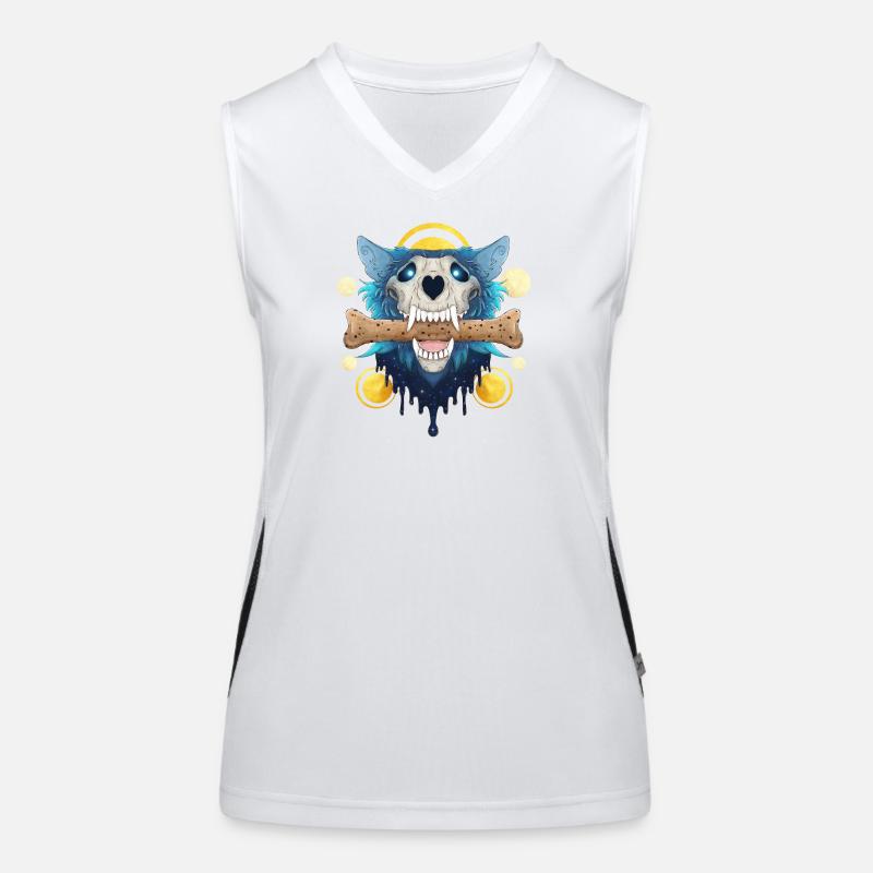 Hellhound Skull Gold - Dämonischer Wolf & Keksknochen Funktionelles Kontrast-Tank Top für Frauen