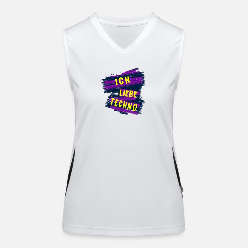 Ich liebe Techno Funktionelles Kontrast-Tank Top für Frauen