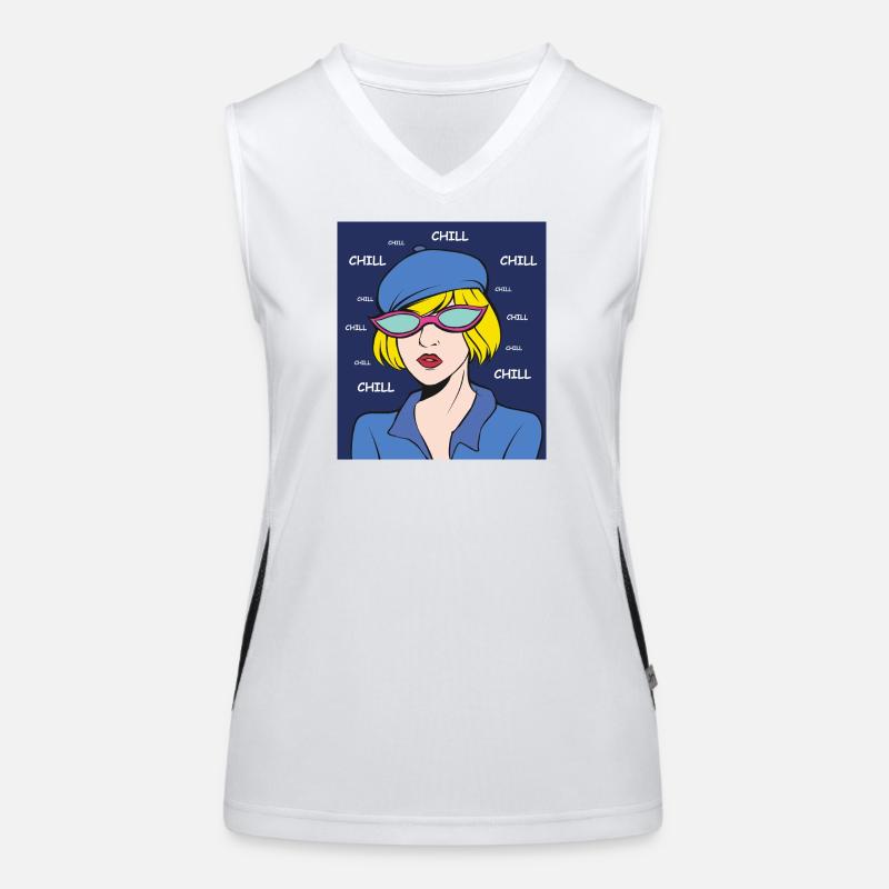 Chill Pop Art Lady Women's Functional Contrast Tank Top