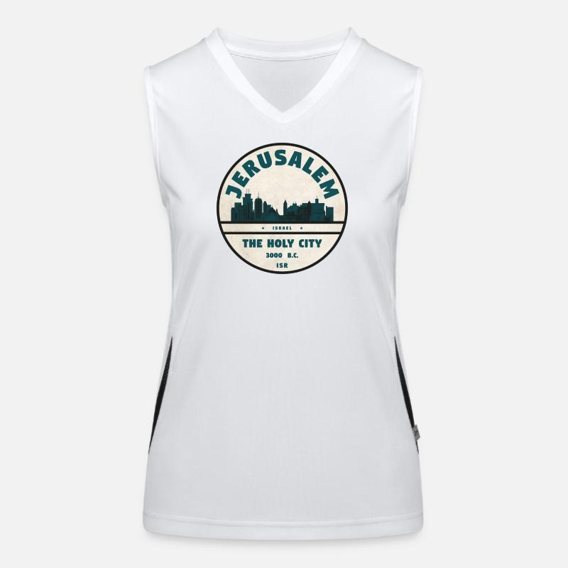 Jerusalem Skyline Retro Badge Women's Functional Contrast Tank Top