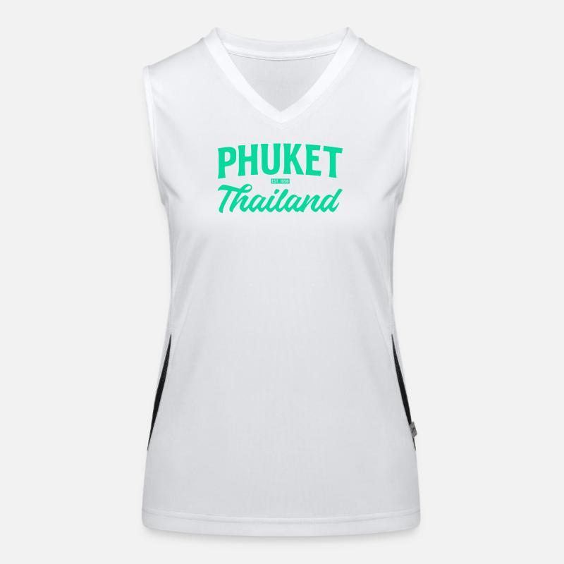 Phuket Thailand Teal Script Women's Functional Contrast Tank Top