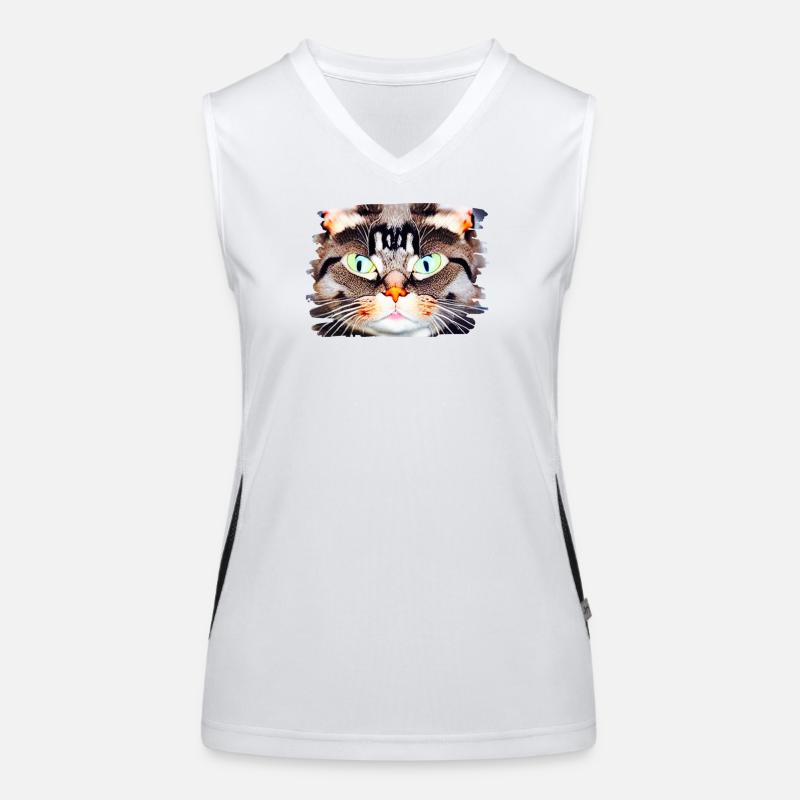 Neon Katzenblick Porträt Funktionelles Kontrast-Tank Top für Frauen