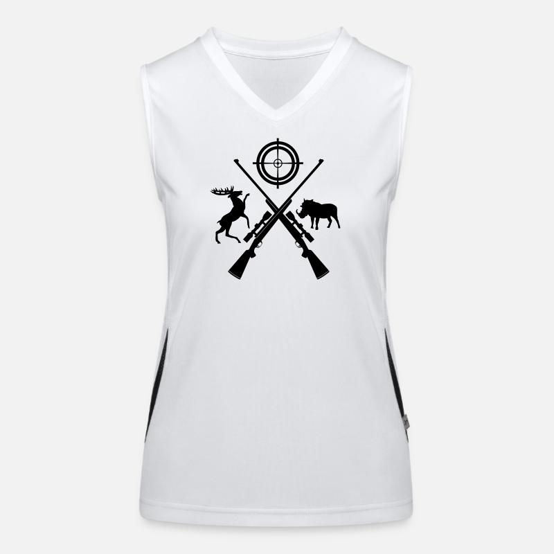 Deux fusils croisés avec visière et animaux Débardeur respirant contrasté Femme