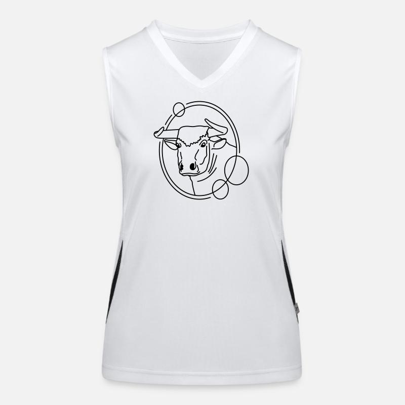 Stier in geometrischer Form - Line-Art-Design Funktionelles Kontrast-Tank Top für Frauen