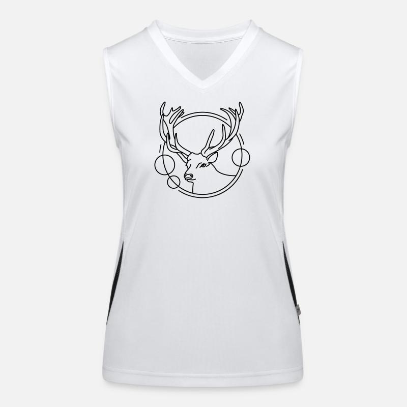 Deer in Geometric Shape - Line Art Design Women's Functional Contrast Tank Top