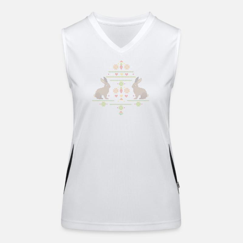 Easter motifs in knitting pattern style for Easter Women's Functional Contrast Tank Top