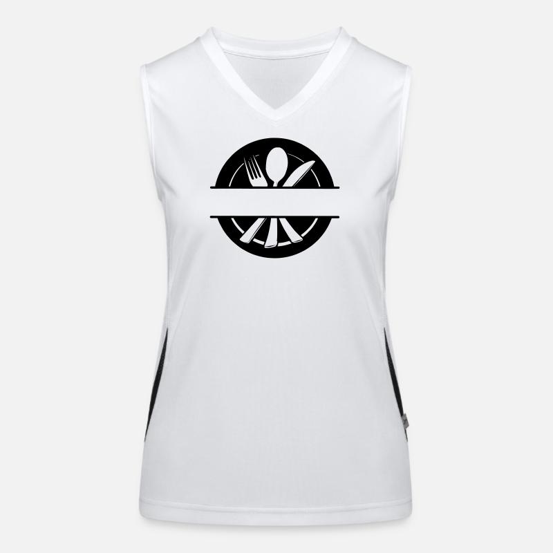 Besteck-Menü-Logo mit Teller Funktionelles Kontrast-Tank Top für Frauen