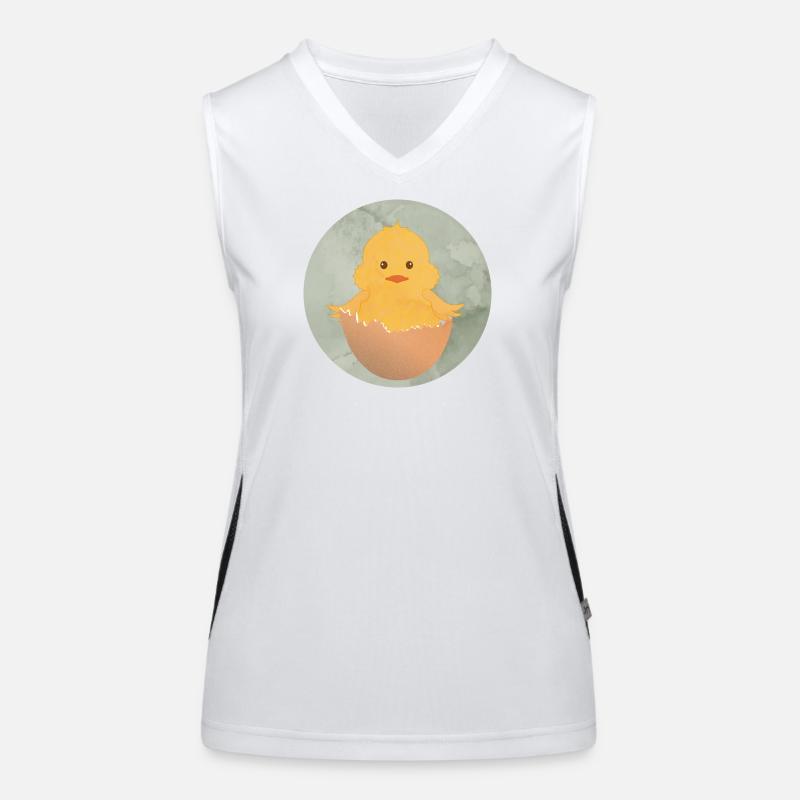 newly hatched chick in the eggshell Women's Functional Contrast Tank Top