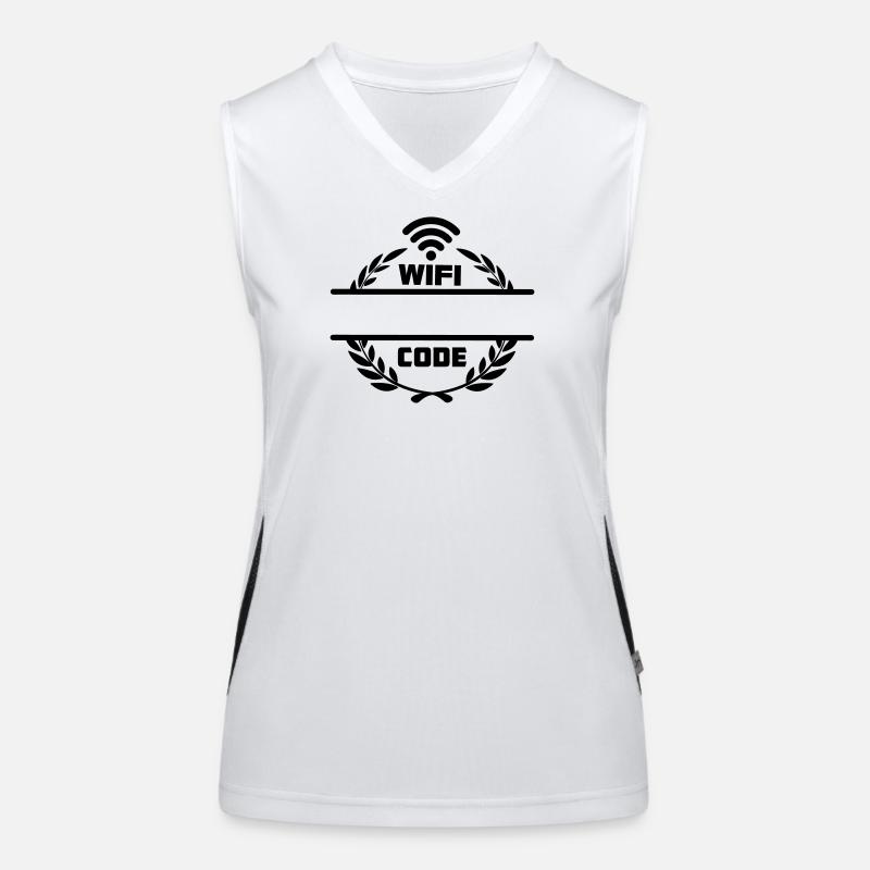 WLAN-Code im Lorbeerkranz mit leerer Textleiste Funktionelles Kontrast-Tank Top für Frauen
