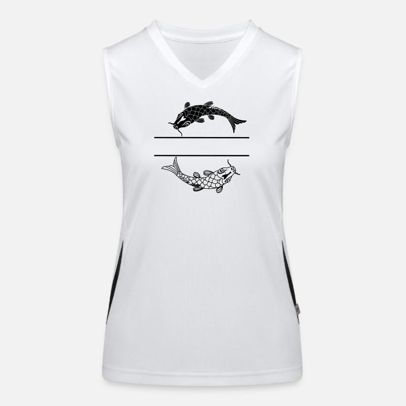 Fisch schwarz-weiß mit leerer Textleiste Funktionelles Kontrast-Tank Top für Frauen