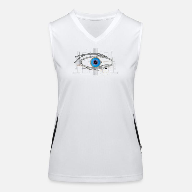 cooles blaues Cyborg oder Roboter Auge Funktionelles Kontrast-Tank Top für Frauen