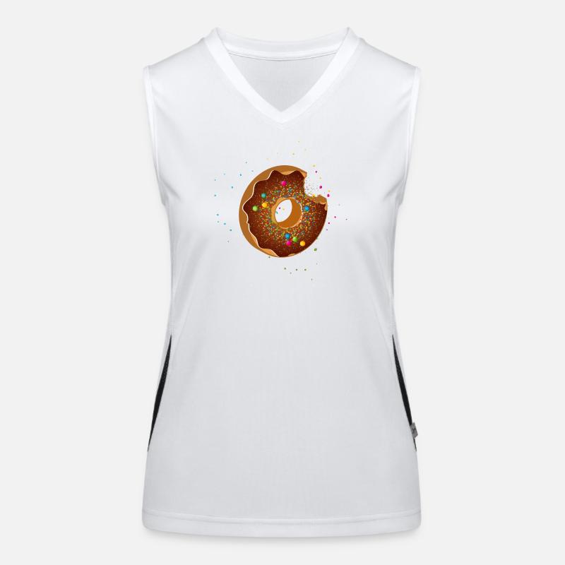 bitten chocolate donut with colorful sprinkles Women's Functional Contrast Tank Top