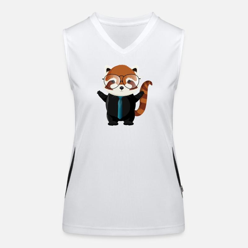 roter Panda Bär mit Nerd Brille und Krawatte Funktionelles Kontrast-Tank Top für Frauen
