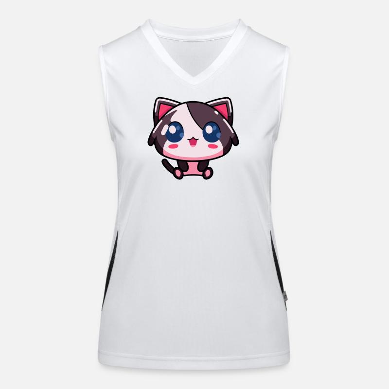 Kawaii Chibi Cat - Mignon chat rose d’anime Débardeur respirant contrasté Femme