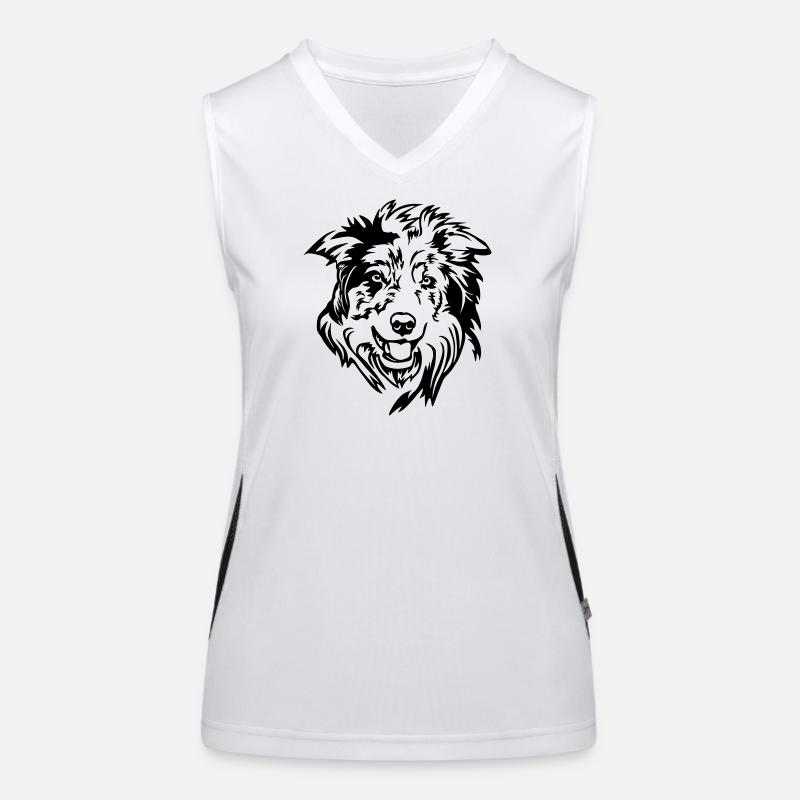 Border Collie Kopf Funktionelles Kontrast-Tank Top für Frauen