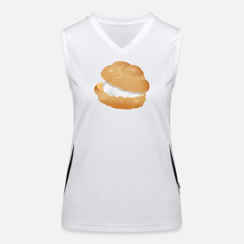 Illustration eines mit Sahne gefüllten Windbeutel Funktionelles Kontrast-Tank Top für Frauen