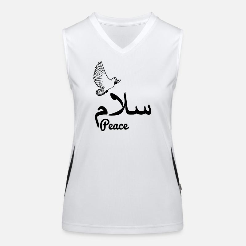 Arabischer Frieden mit Taubenfrieden Funktionelles Kontrast-Tank Top für Frauen