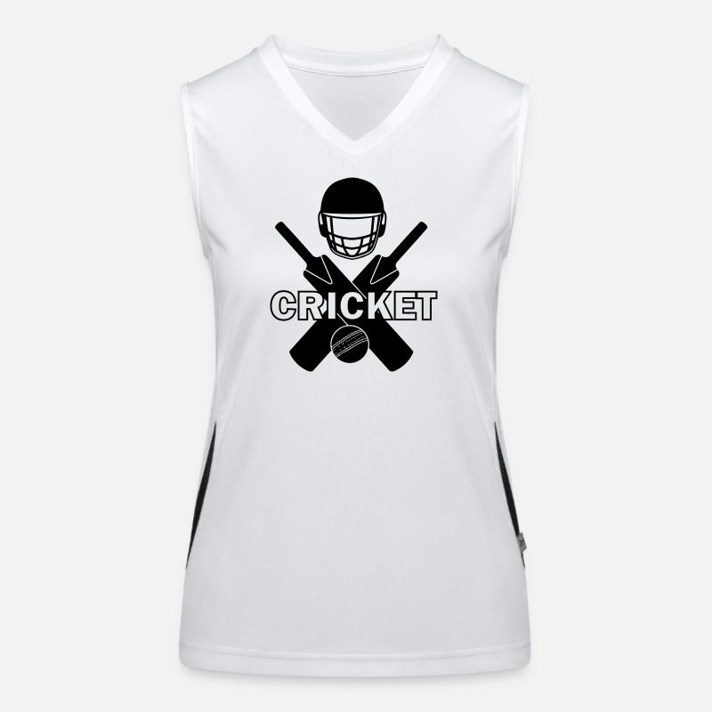 Cricket-Logo-Schattenbild mit Text Funktionelles Kontrast-Tank Top für Frauen