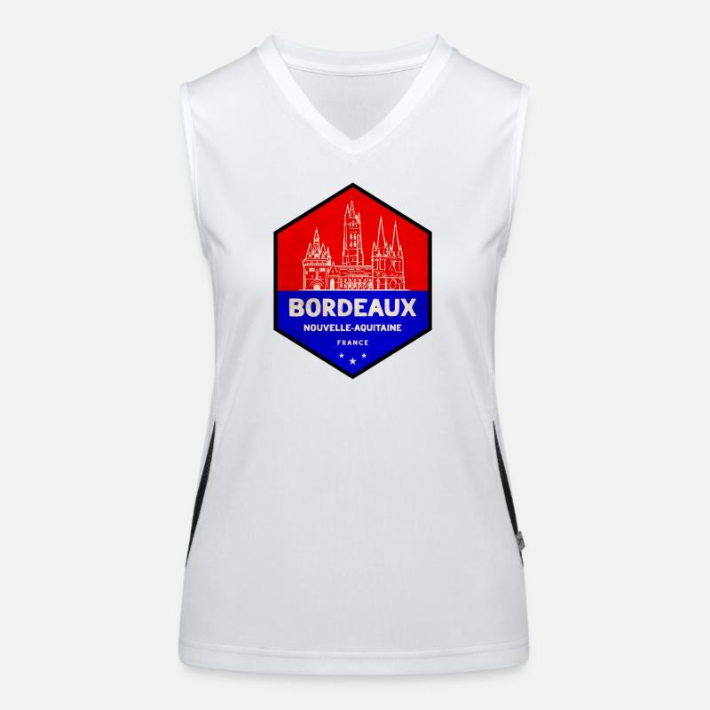 Blason de Bordeaux Rouge Bleu Débardeur respirant contrasté Femme